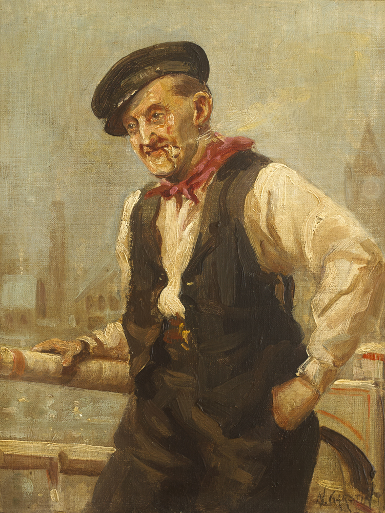 MAN SMOKING A PIPE by Norman Garstin sold for 1,700 at Whyte's Auctions