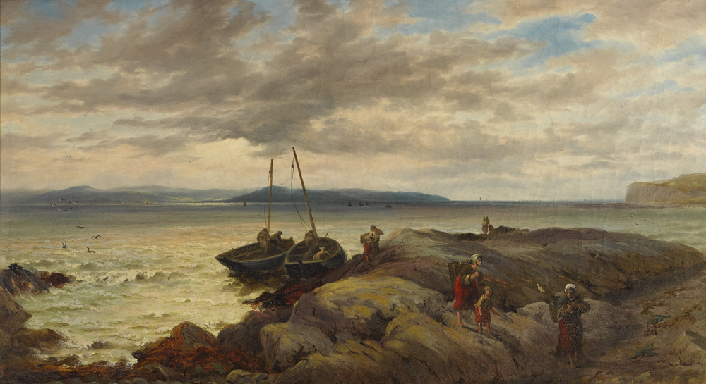 "MORNING", LANDING FISH AT BLACKROCK, GALWAY BAY by Thomas Rose Miles sold for 3,800 at Whyte's Auctions