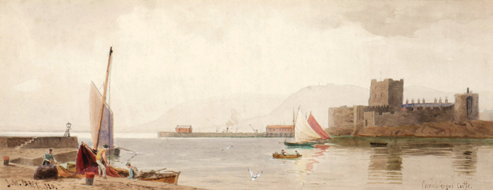 CARRICKFERGUS CASTLE, COUNTY ANTRIM, 1920 by Joseph William Carey sold for 1,000 at Whyte's Auctions