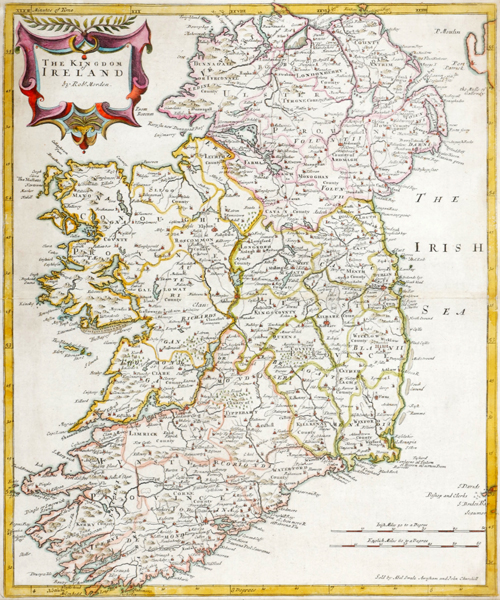 Late 17th century, map of The Kingdom of Ireland by Robert Morden. at Whyte's Auctions