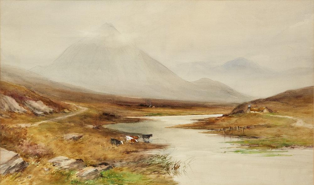 CATTLE WATERING by William Bingham McGuinness sold for 1,250 at Whyte's Auctions