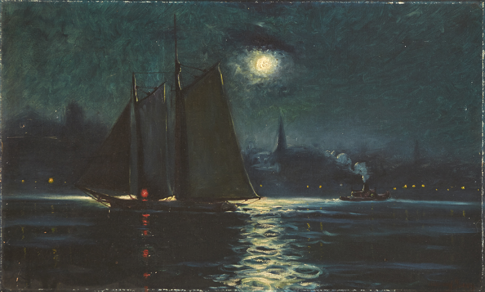 MOONLIGHT, INNER HARBOUR, BOSTON, 1905 by William Gerard Barry sold for 3,200 at Whyte's Auctions