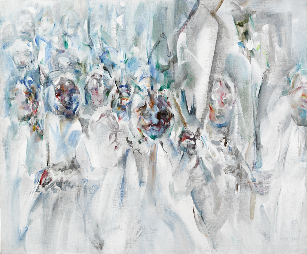 STUDY FOR RIVERRUN: PROCESSION WITH LILIES, 1984 by Louis le Brocquy sold for 46,000 at Whyte's Auctions