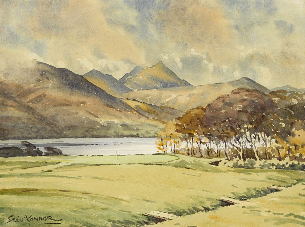 GOLF COURSE WITH MOUNTAINS IN THE DISTANCE by Sen O'Connor sold for 300 at Whyte's Auctions