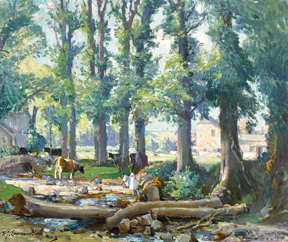 A COOL SPOT AT CLAPPER MILL, LAMORNA, CORNWALL, 1941 by Samuel John Lamorna Birch sold for 2,300 at Whyte's Auctions