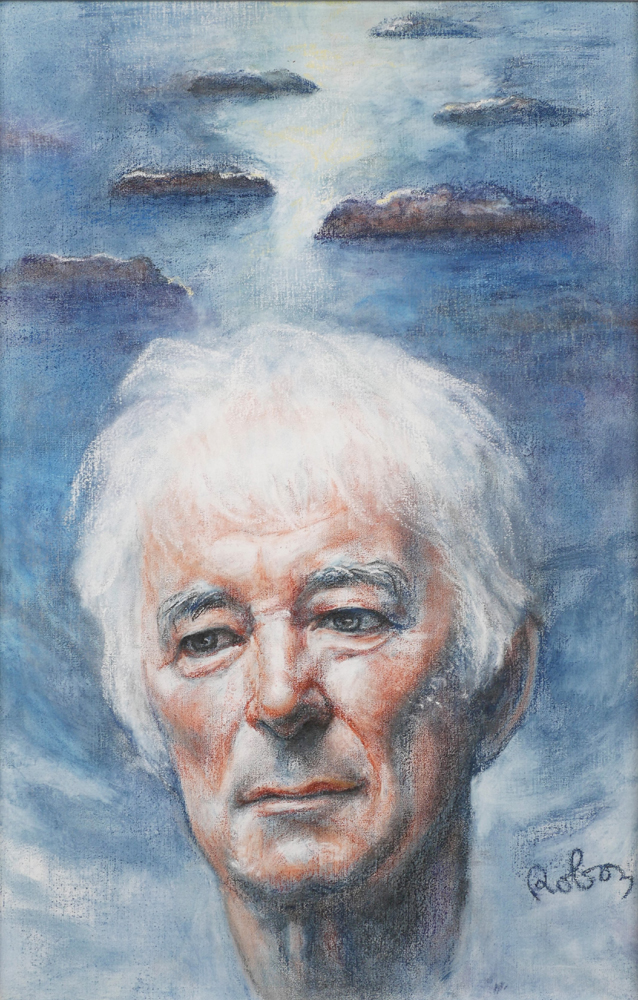 SEAMUS HEANEY WITH STEPPING STONES by Zsuzsi Roboz sold for 1,000 at Whyte's Auctions