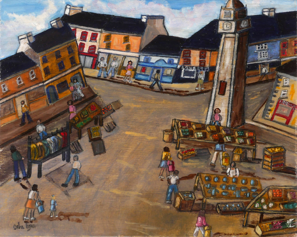 MARKET DAY, WESTPORT, COUNTY MAYO by Orla Egan sold for 420 at Whyte's Auctions