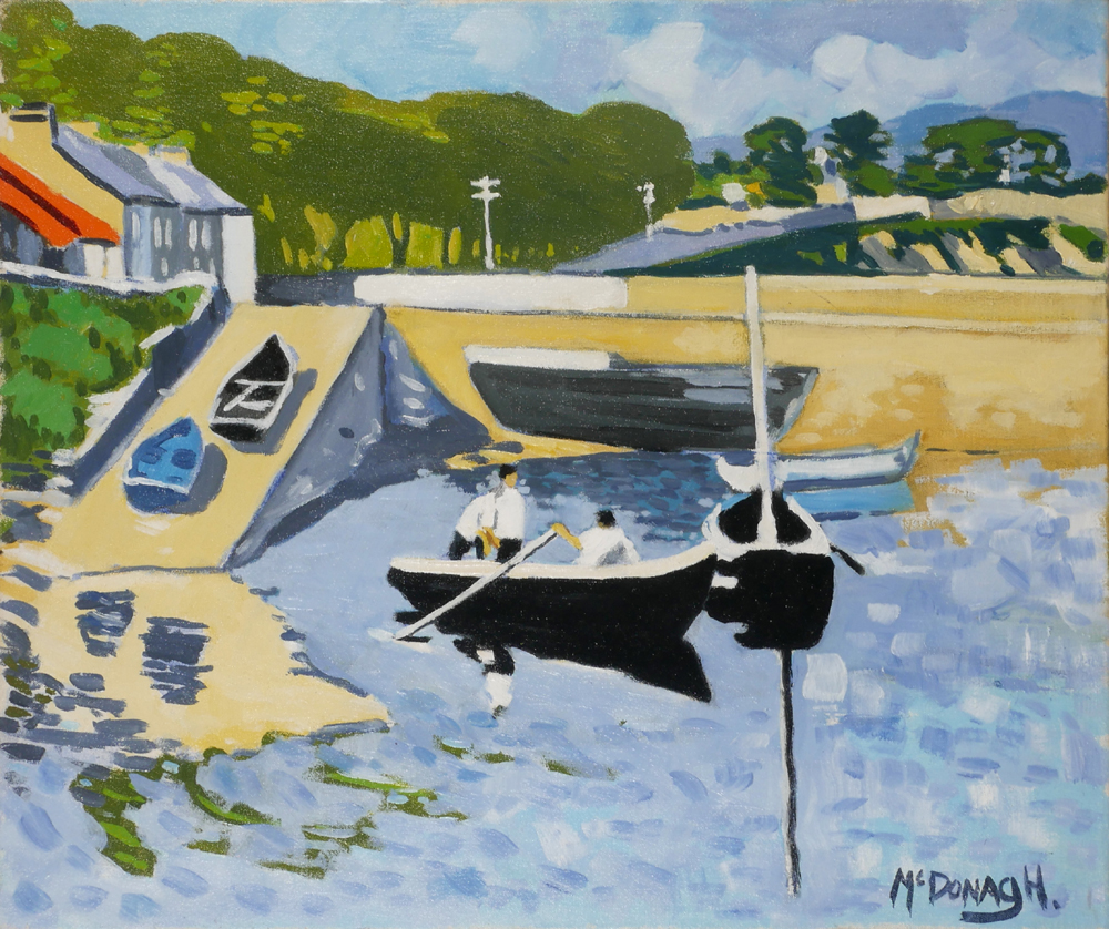 ROW ON, ROUNDSTONE HARBOUR, COUNTY GALWAY by David McDonagh sold for 900 at Whyte's Auctions