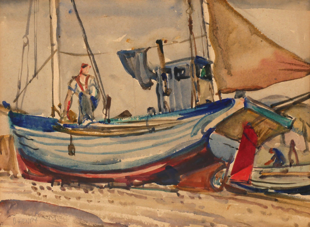 MENDING BOATS by Olive Henry sold for 150 at Whyte's Auctions