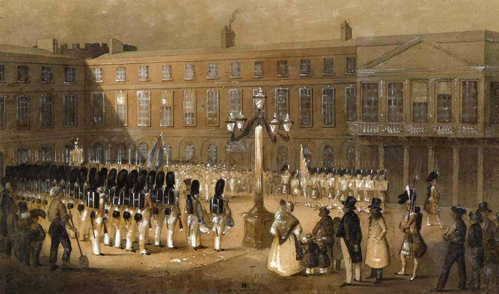 TROOPS AT DUBLIN CASTLE c. 1837-1842 by Michael Angelo Hayes sold for 2,200 at Whyte's Auctions