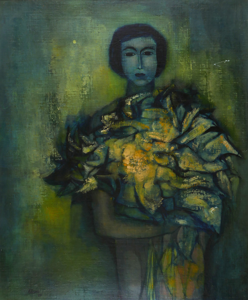 WOMAN WITH FLOWERS, 1958 by Tate Adams sold for 440 at Whyte's Auctions