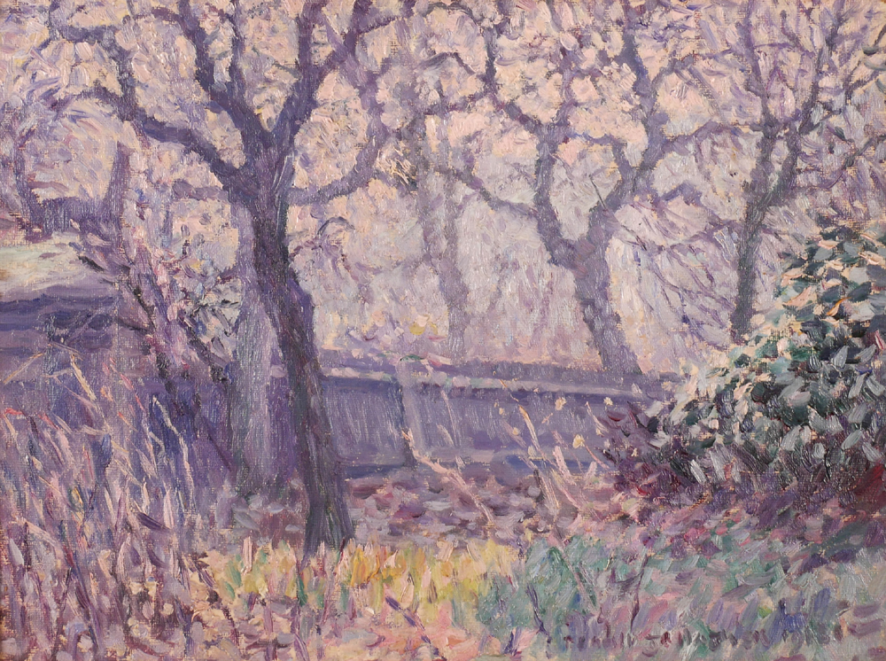 FOREST SCENE WITH BLOSSOMS, 1918 by Frederick O'Neill Gallagher sold for 320 at Whyte's Auctions