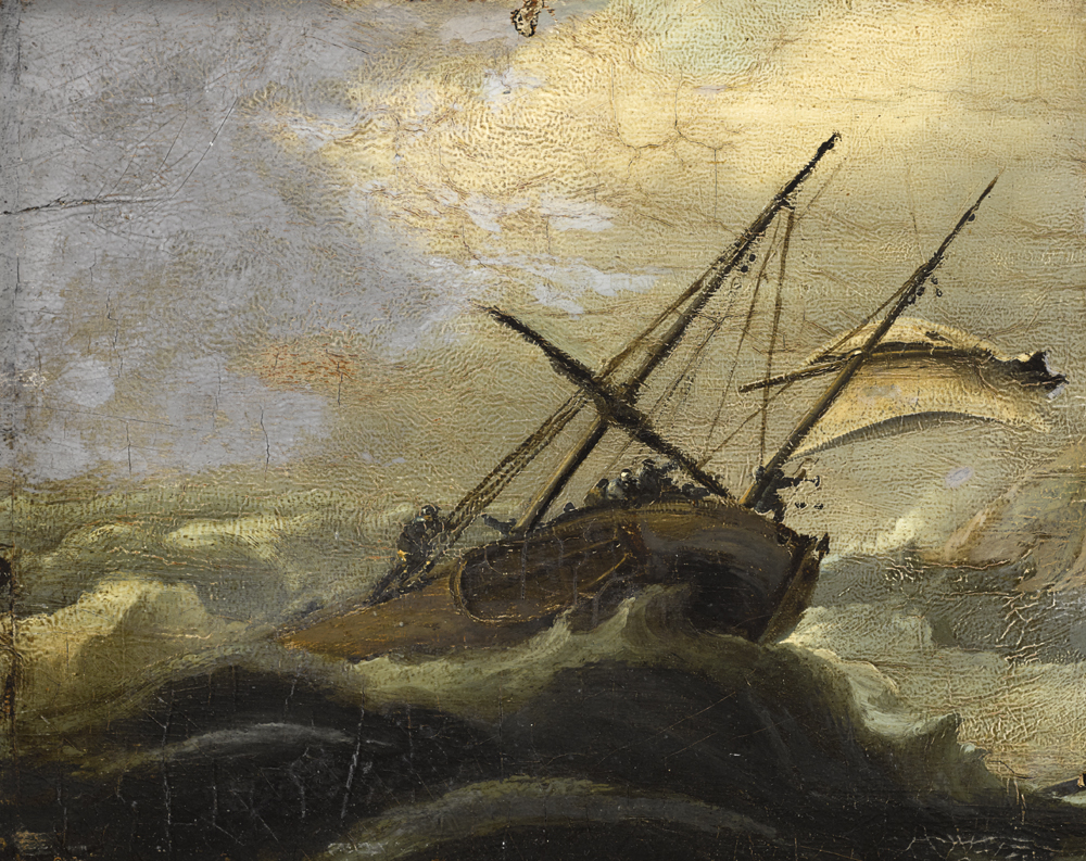 SHIP IN ROUGH SEAS by William Sadler II sold for 950 at Whyte's Auctions