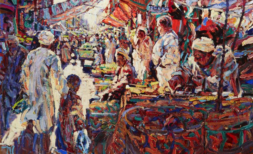 TOWARDS THE SPICE MARKET, LUXOR, EGYPT by Arthur K. Maderson sold for 6,700 at Whyte's Auctions