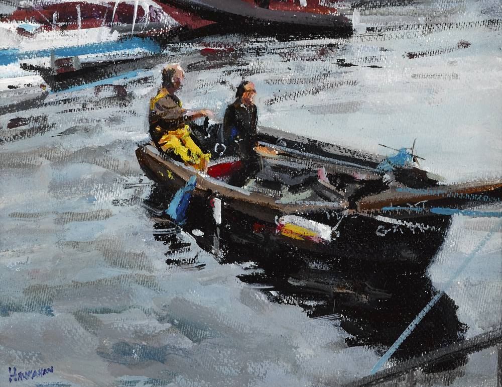 DENIS KEANE (FISHERMAN) IN ROUNDSTONE HARBOUR, 2016 by Michael Hanrahan sold for 320 at Whyte's Auctions