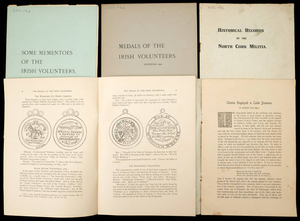 Irish Volunteers: Five historical pamphlets by Robert Day FSA, VPRSA. at Whyte's Auctions