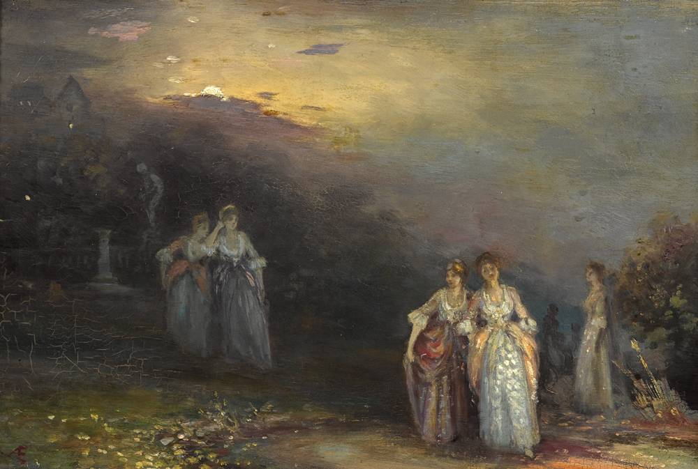 WOMEN IN DRESS, TWILIGHT by George Russell ('') sold for 3,600 at Whyte's Auctions