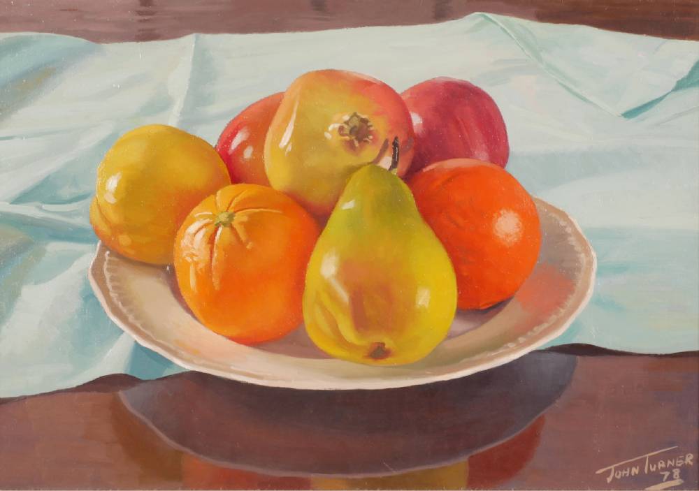 STILL LIFE WITH FRUIT, 1978 by John Turner sold for 140 at Whyte's Auctions
