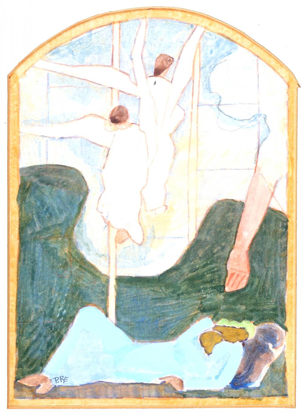 JACOB'S DREAM, STUDY FOR STAINED GLASS WINDOW AT LISNACRANE, UPPER GLENAGEARY ROAD, COUNTY DUBLIN by Patrick Pye sold for 210 at Whyte's Auctions
