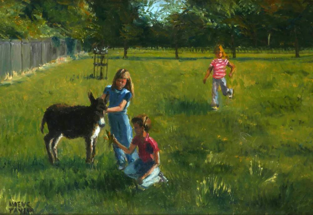 CHILDREN WITH DONKEY by Maeve Taylor sold for 380 at Whyte's Auctions