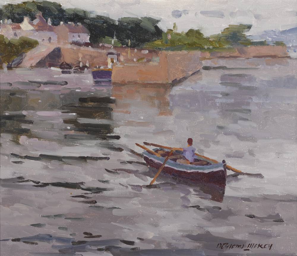 CROSSING THE HARBOUR, ROUNDSTONE, COUNTY GALWAY by Desmond Hickey sold for 580 at Whyte's Auctions