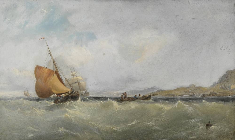 FISHING BOATS OFF DALKEY, COUNTY DUBLIN, 1888 by Edwin Hayes sold for 7,500 at Whyte's Auctions