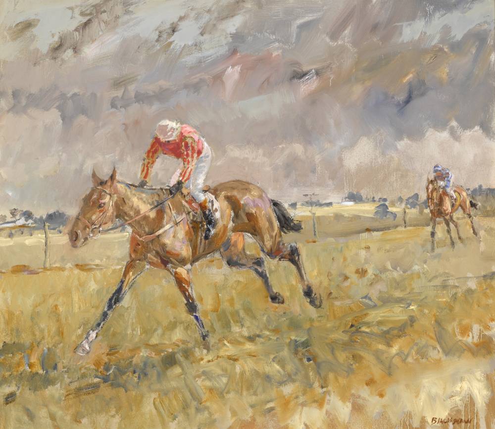 STRIDING TO THE FINISH, POINT TO POINT by Basil Blackshaw HRHA RUA (1932-2016) at Whyte's Auctions