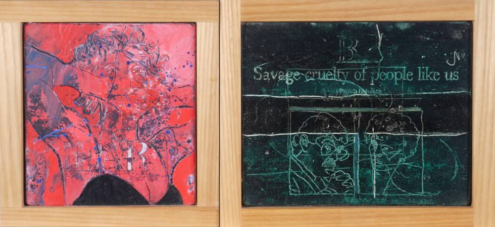 HEART and SAVAGE CRUELTY OF PEOPLE LIKE US, 1991 (A PAIR) by Elizabeth Magill sold for 480 at Whyte's Auctions