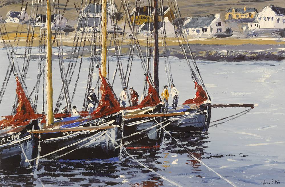 GALWAY HOOKER FESTIVAL, KILRONAN, ARAN MR, ARAN ISLANDS, COUNTY GALWAY by Ivan Sutton sold for 3,400 at Whyte's Auctions