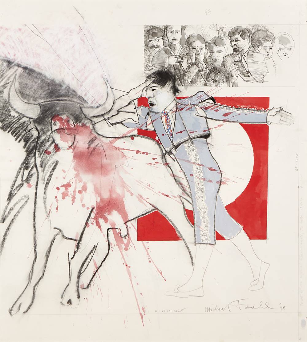 THE LAST BUT ONE MYTHICAL HIBERNIAN FIGHTING THE BULL, 1994/95 by Micheal Farrell sold for 2,000 at Whyte's Auctions