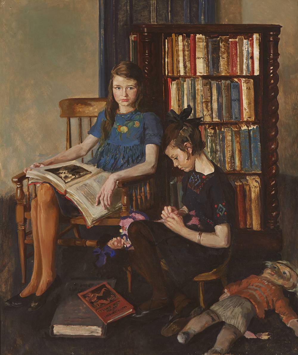 DOUBLE PORTRAIT OF TWO GIRLS by Margaret Clarke (ne Crilley) RHA (1888-1961) at Whyte's Auctions