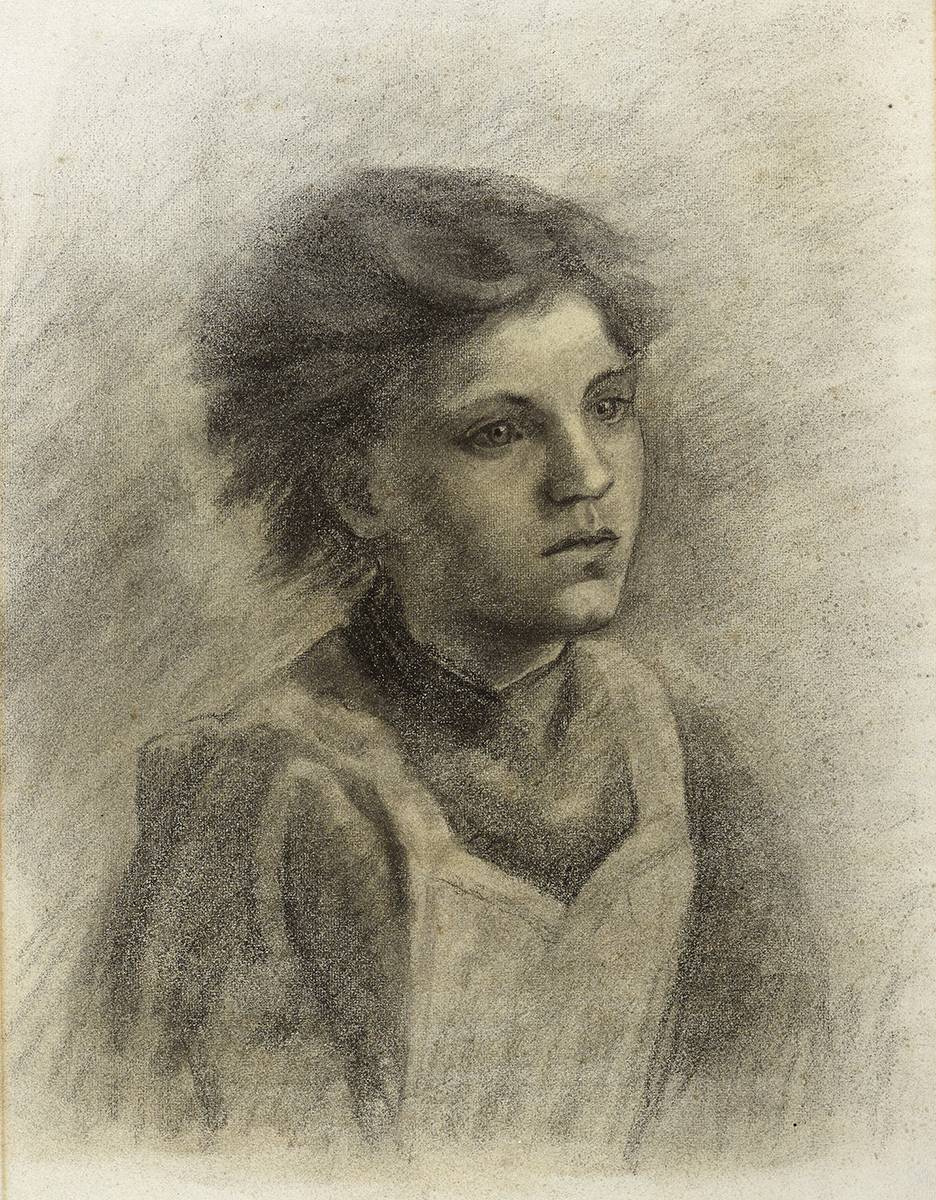 A YOUNG SERVANT GIRL IN A PINAFORE by Constance Gore-Booth, Countess Markievicz (1868-1927) at Whyte's Auctions