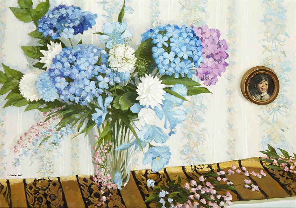 DAHLIAS, CHRYSANTHEMUMS AND HYDRANGEA by Henry Robertson Craig sold for 1,900 at Whyte's Auctions