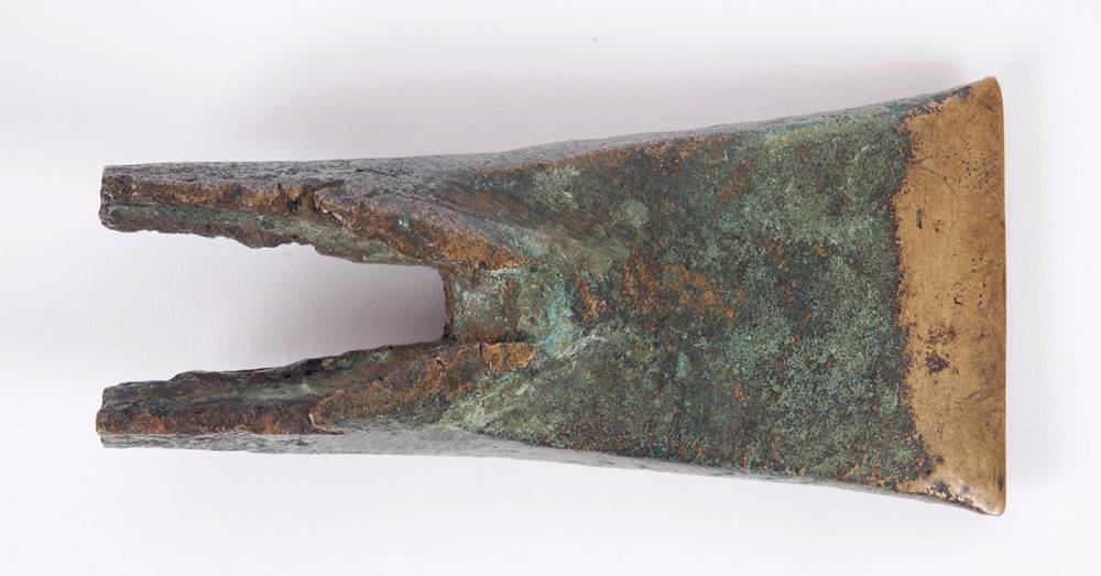 2nd Millennium BC Bronze age Irish Axehead with v-cleft at Whyte's Auctions