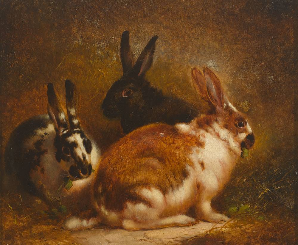 RABBITS FEEDING by John Frederick Herring Jnr sold for 2,900 at Whyte's Auctions