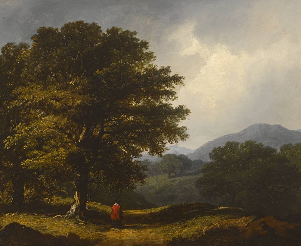 FIGURE IN A WOODED LANDSCAPE, 1839 by James Arthur O'Connor sold for 9,500 at Whyte's Auctions