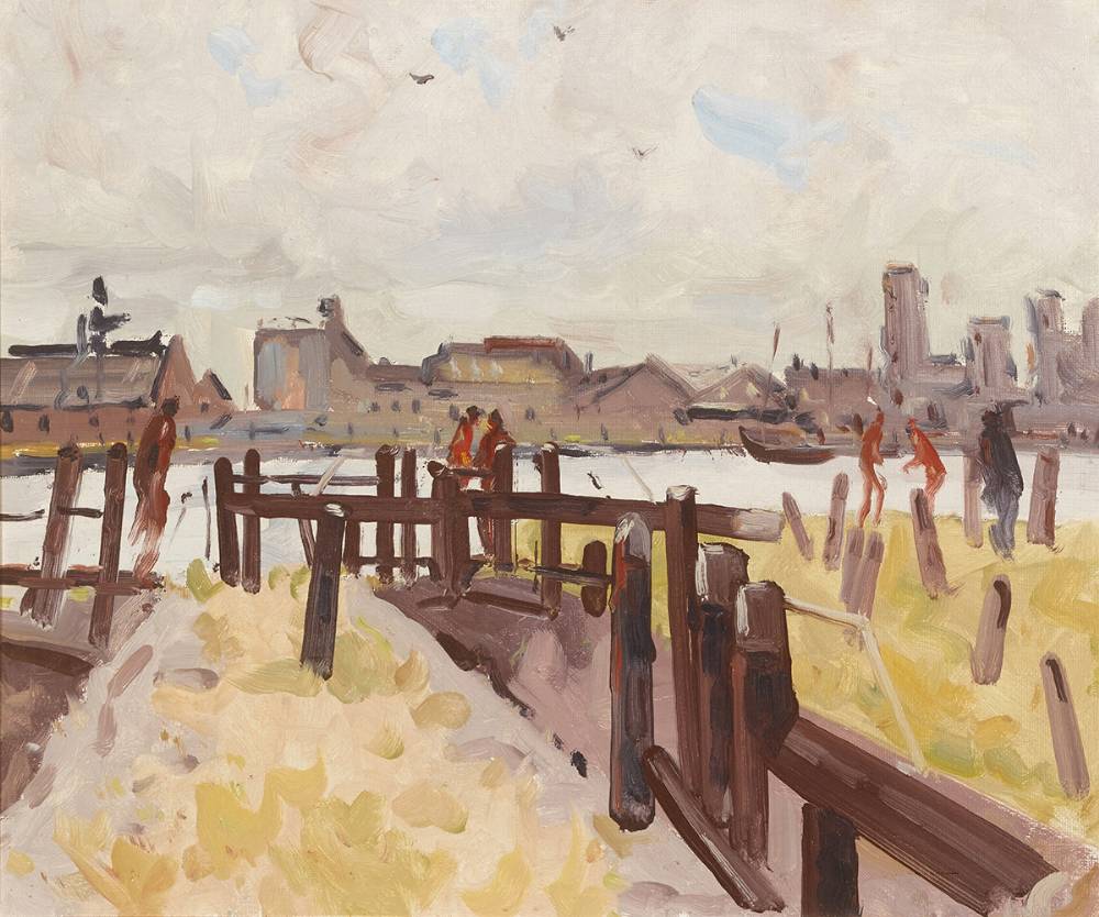 GRAND CANAL, DUBLIN by Henry Healy sold for 750 at Whyte's Auctions