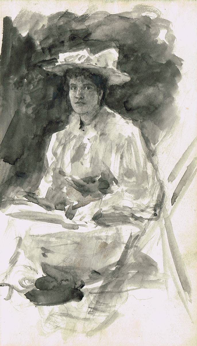 LILY SEATED IN A GARDEN, c.1895-98 by John Butler Yeats sold for 2,100 at Whyte's Auctions