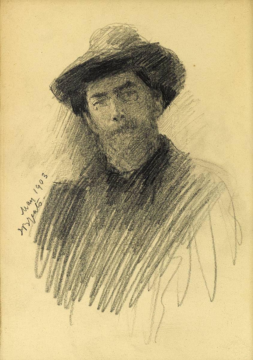 PORTRAIT SKETCH OF GEORGE RUSSELL 'AE', 1903 by John Butler Yeats sold for 4,600 at Whyte's Auctions