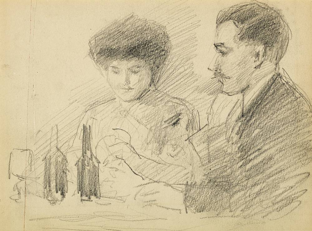 COUPLE IN A RESTAURANT by John Butler Yeats sold for 1,600 at Whyte's Auctions