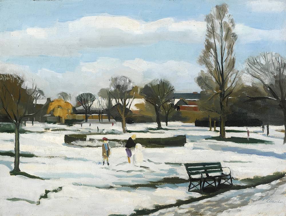 SUNLIGHT AND SNOW, HERBERT PARK, DUBLIN, 1962 by Carey Clarke sold for 1,900 at Whyte's Auctions