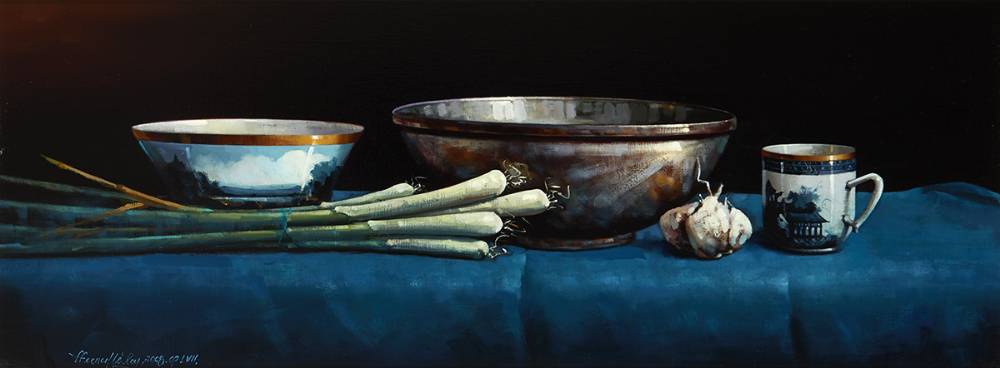 STILL LIFE WITH BOWLS, 2008 by David Ffrench le Roy sold for 3,000 at Whyte's Auctions