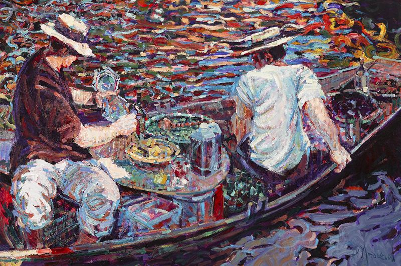 THE FLOATING MARKET, L'ISLE-SUR-LA-SORGUE, FRANCE by Arthur K. Maderson sold for 10,000 at Whyte's Auctions