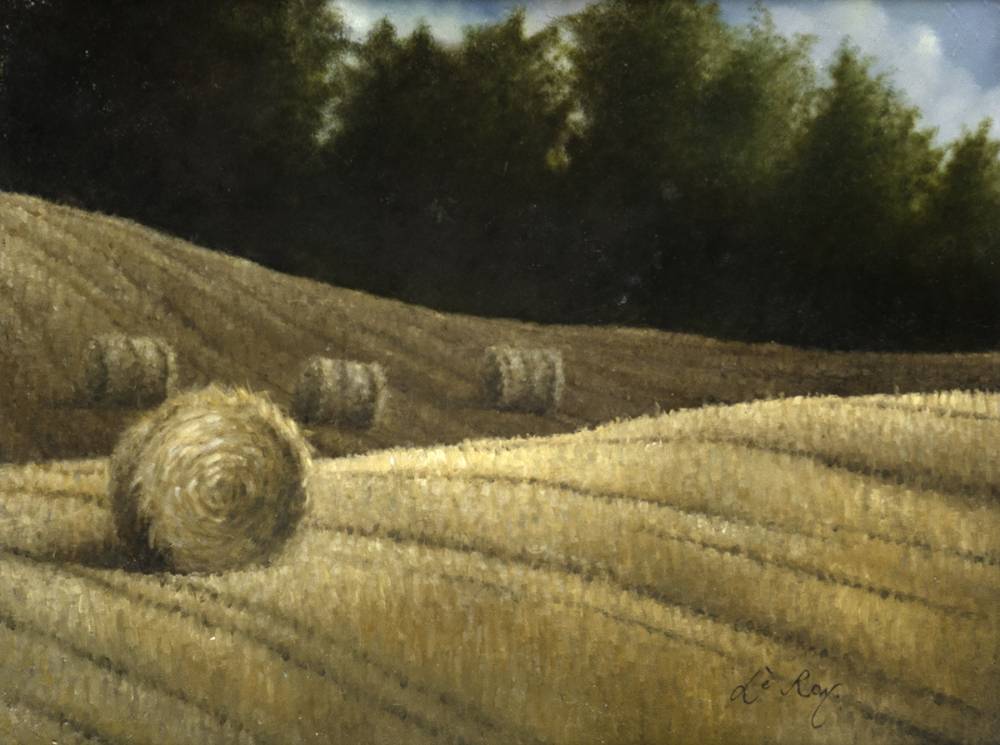 VIEW OF HAY BALES by David Ffrench le Roy sold for 420 at Whyte's Auctions