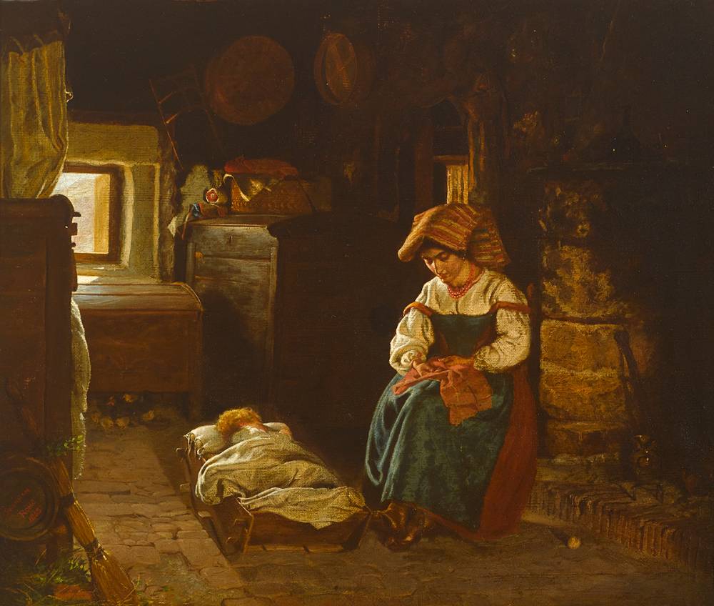INTERIOR WITH MOTHER AND CHILD, ROME, 1863 by Michael George Brennan sold for 1,400 at Whyte's Auctions
