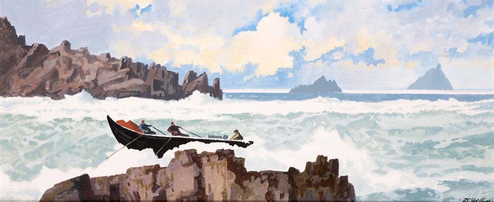 ATLANTIC EDGES AND THE SKELLIGS, COUNTY KERRY by John Francis Skelton sold for 1,900 at Whyte's Auctions