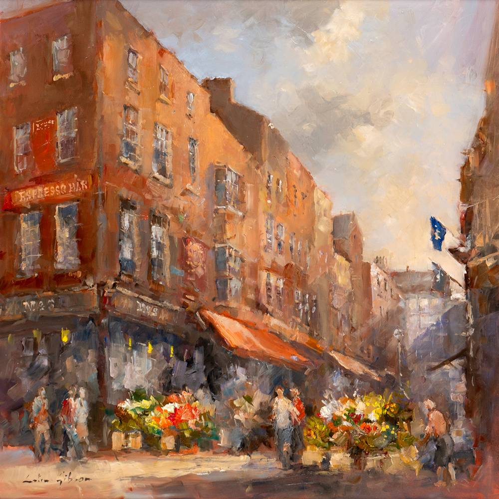THE FLOWER SELLERS, GRAFTON STREET, DUBLIN by Colin Gibson sold for 1,700 at Whyte's Auctions
