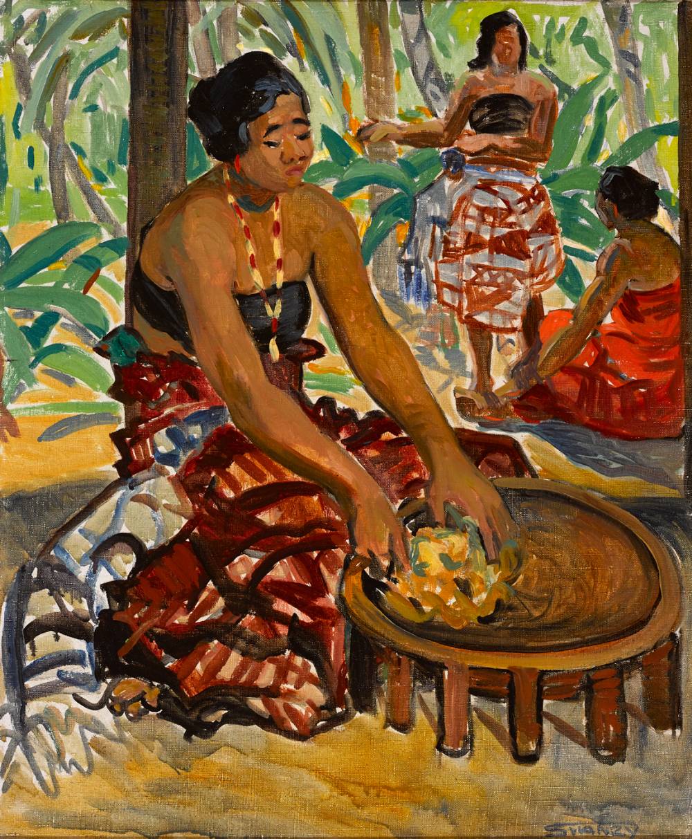 PREPARING THE MEAL, SAMOA, c. 1919-25 by Mary Swanzy sold for 48,000 at Whyte's Auctions
