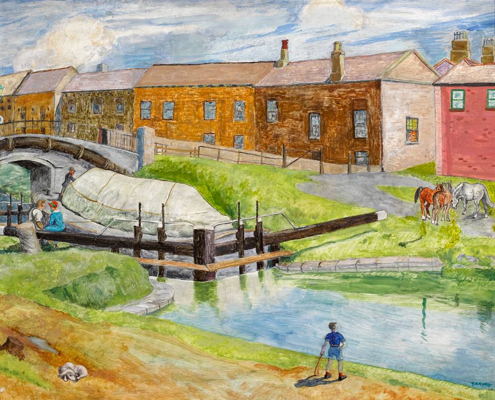 GRAND CANAL LOCK, DUBLIN, 1935 by Harry Kernoff RHA (1900-1974) at Whyte's Auctions