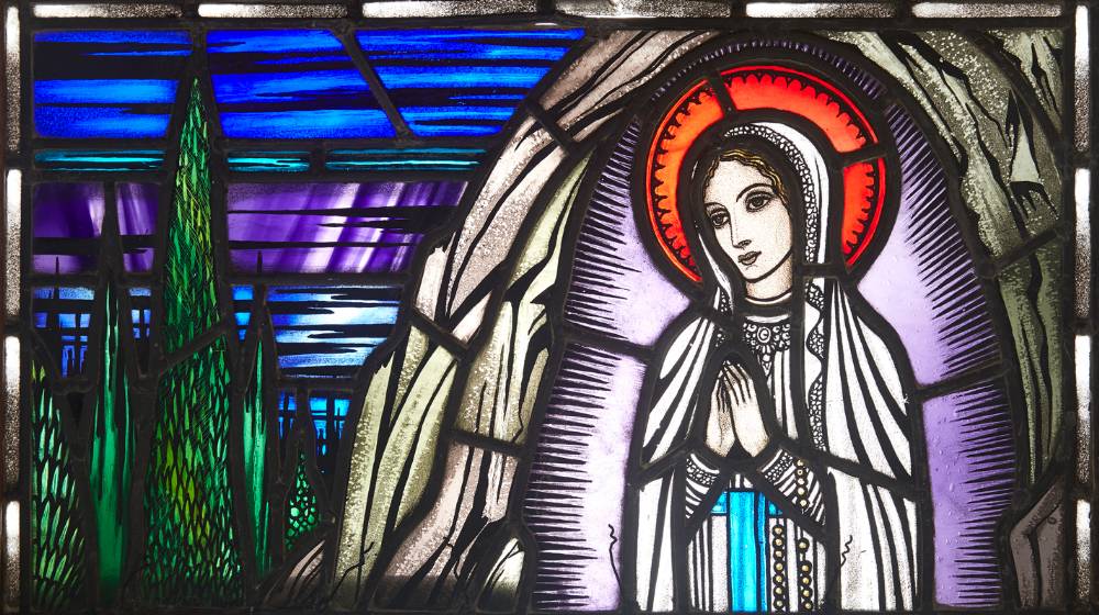 OUR LADY OF LOURDES, 1945 by The Studio of Harry Clarke sold for €36,000 at Whyte's Auctions